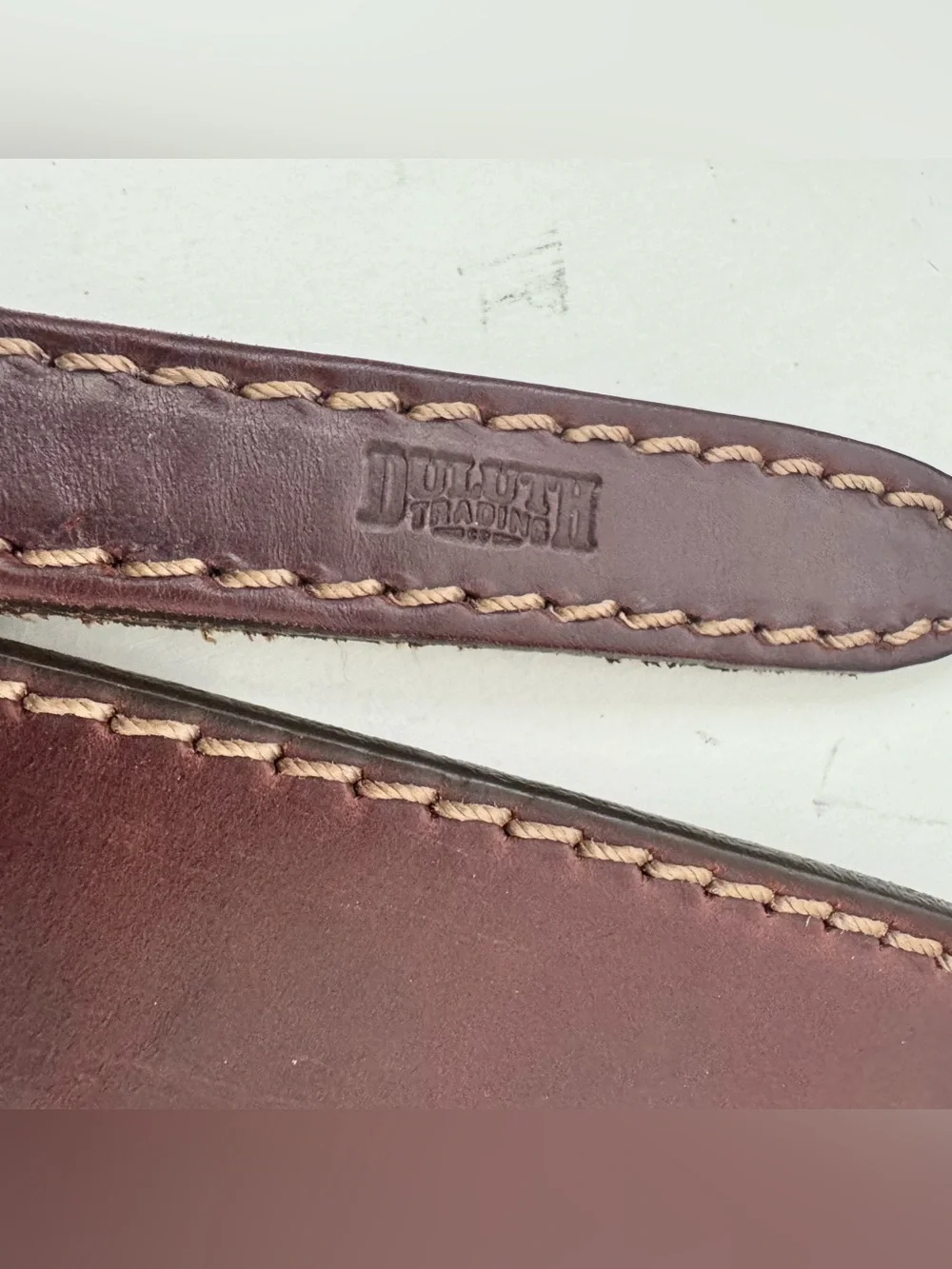 Duluth Trading Ranger Leather Belt Mens 42 Brown Western Contrast Stitch 90013